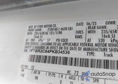 2023 Ford Transit-250 from USA, damaged, VIN 1FTBR2C84PKB34536